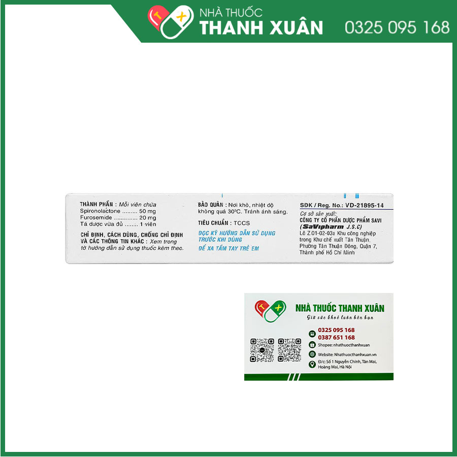 Savispirono-Plus thuốc điều trị tăng huyết áp, suy tim xung huyết mãn tính, xơ gan tích tụ dịch lỏng, chứng tăng tiết aldosteron